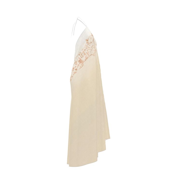 Altair Silk Halter Dress in Dueling Jaguars
