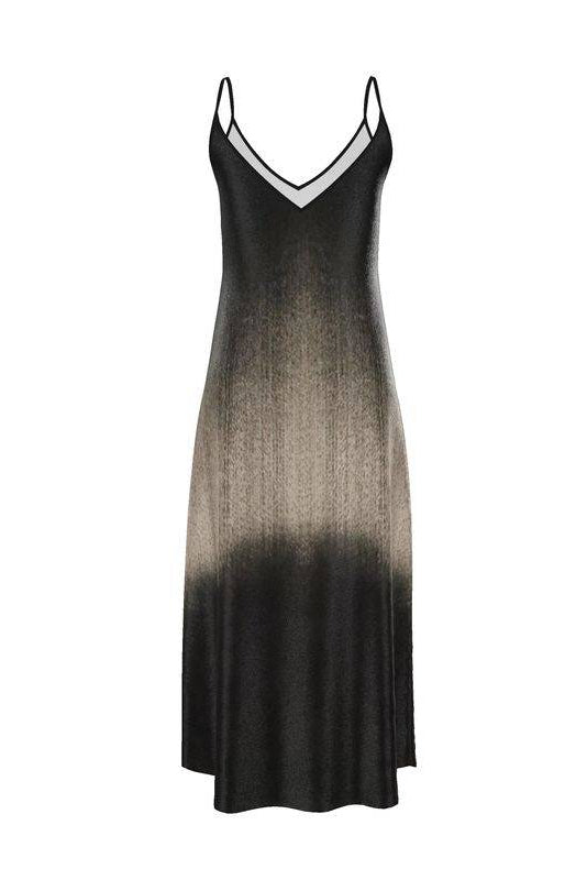 Black and white gradient slip dress on a white background