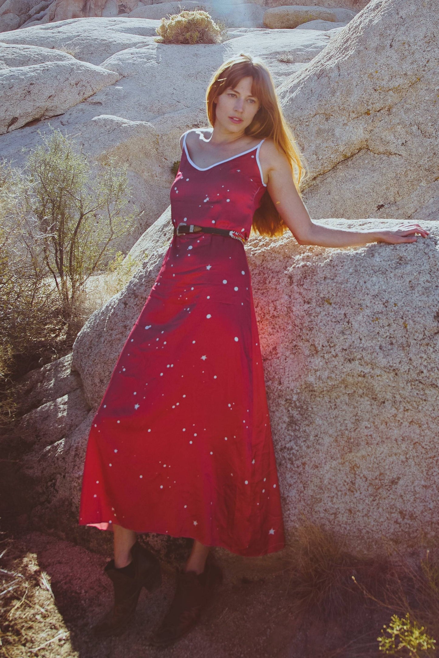 Etsy dress, Maxy Slip Dress, red Dress, red silk dress, star dress, Slip maxy Dress, Slip dress, boho Dress, Satin Dress, Retro Slip Dress, Prom Dress, Sustainable Dress, Sustainable Fashion Designers, 90's Slip Dress,   Courtney Barriger, Holding Court, Reformation Dress,
