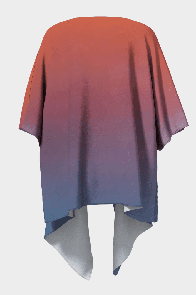 Gradient dress with red to blue color transition on a white background