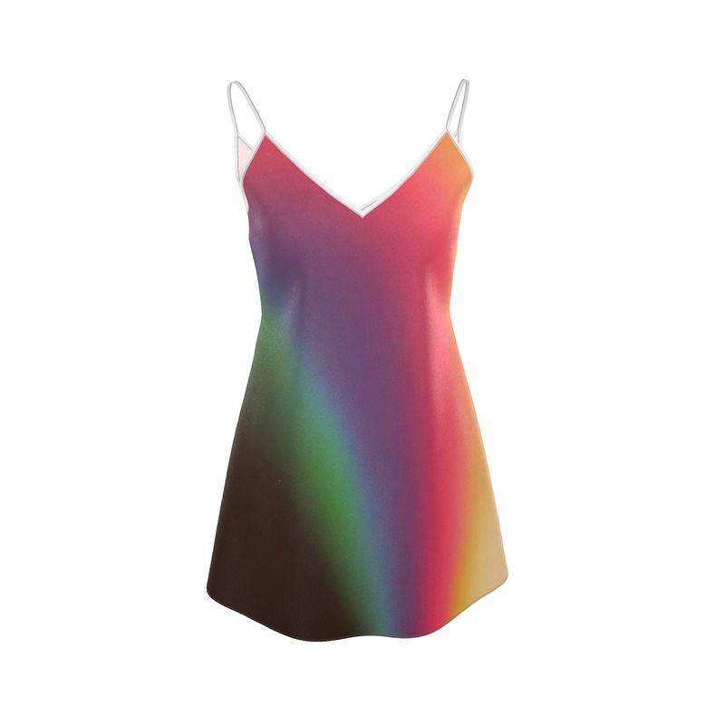 Multicolored slip dress on a white background