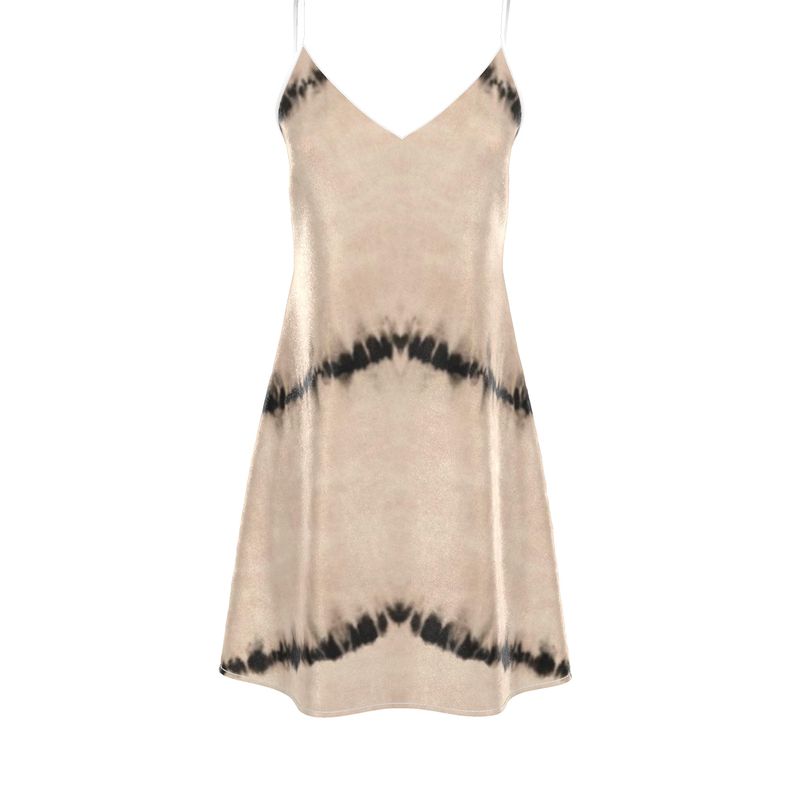 Vela Silk Dress in Tan Shibori