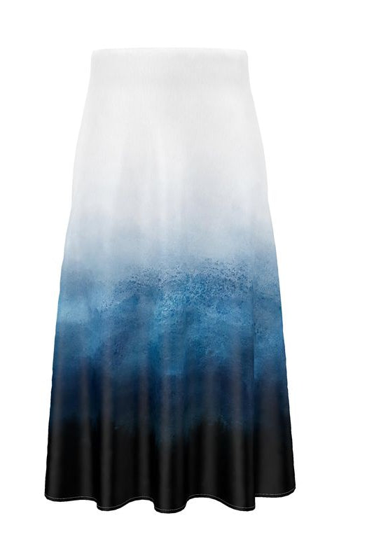 Skirt with gradient design from white to blue to black on a white background