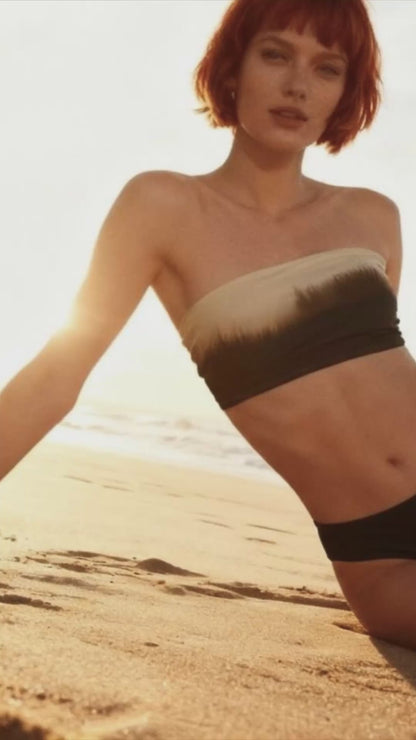 Lyra Bandeau Bikini in Dark Matter