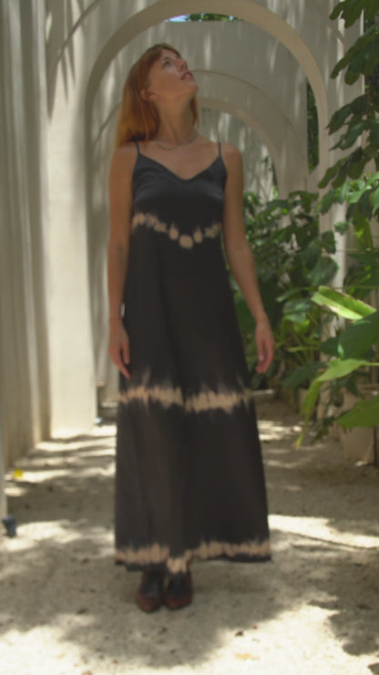 Andromeda Silk Dress in Black Shibori