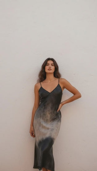 Andromeda Silk Dress in Dark Matter
