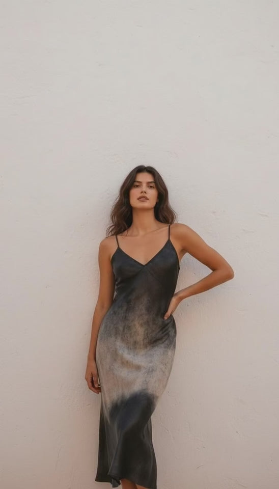 Andromeda Silk Dress in Dark Matter