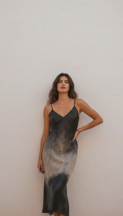 Andromeda Silk Dress in Dark Matter