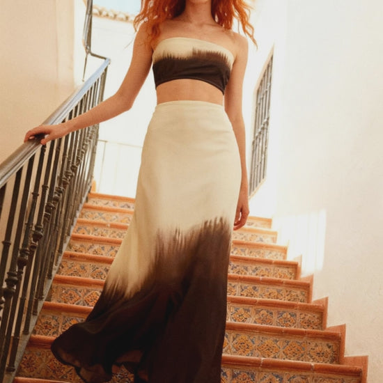 Zeke Bandeau and Silk Skirt in Dark Matter