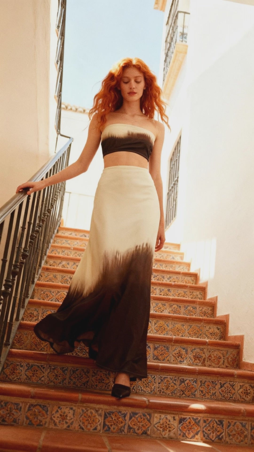 Zeke Bandeau and Silk Skirt in Dark Matter